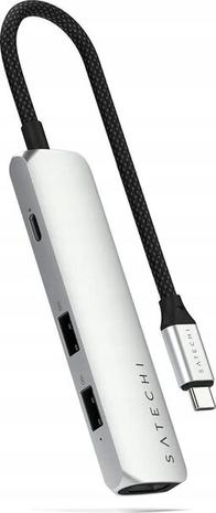 Satechi 4-i-1 USB-C Slim Multiport Adapter 4K - Silver