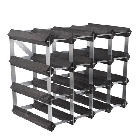 Traditional Wine Rack - Viiniteline 16 pulloa koottu musta