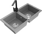 Graniittinen keittiöallas Mexen Mario hanalla ja sifonilla, Grey+Black