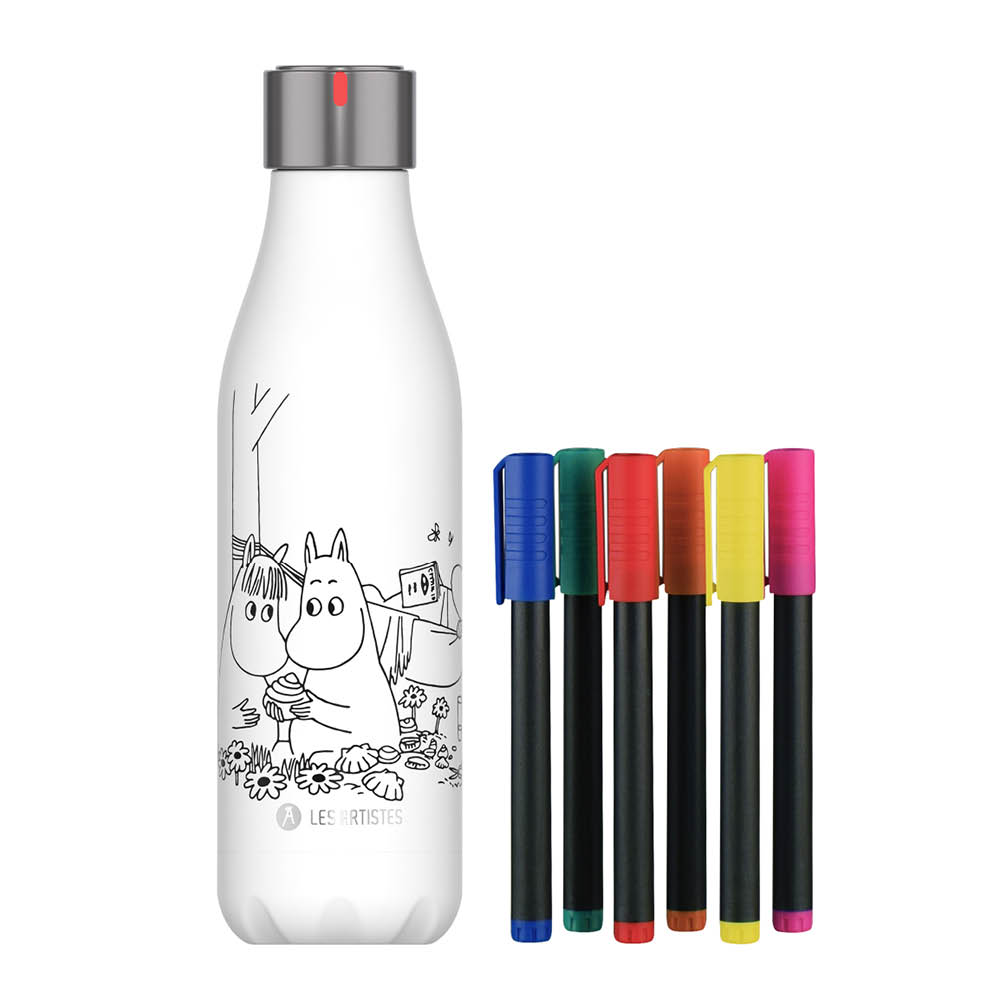 Les Artistes - Bottle Up Muumi Termospullo kynillä 0,5 L Valkoinen