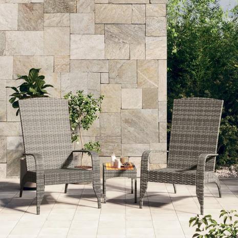 vidaXL Adirondack puutarhatuoli harmaa polyrottinki – kuva 1/6