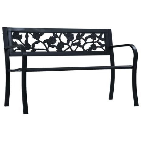 vidaXL Puutarhapenkki 125 cm musta teräs – kuva 1/8