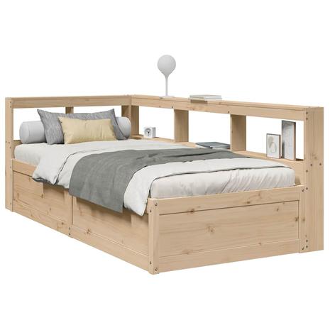 vidaXL Sänky kirjahyllyllä ilman patjaa 90x190 cm täysi mänty