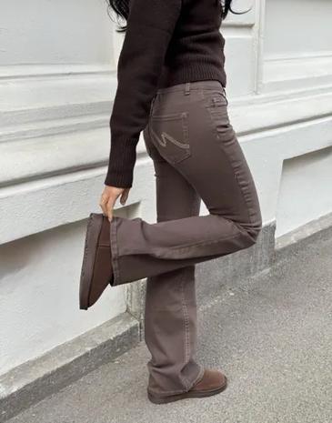 Nelly - Vihreä - Low Waist Bootcut Stitch Jeans