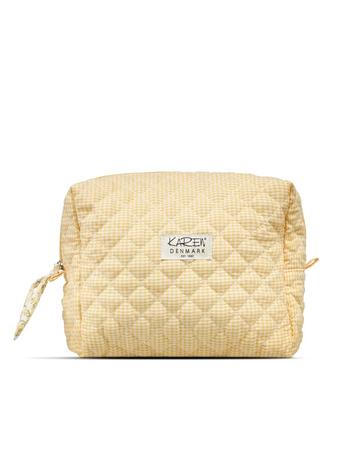 Karen Large toiletry bag in yellow checkered quilt. Can be machin