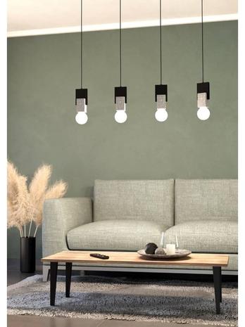 EGLO LOBATIA LANGBORD 4XE27 SORT/GRÅ