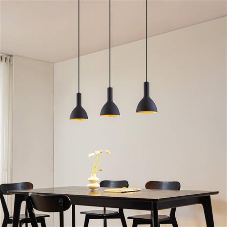 Arcchio Cosmina -riippuvalo, 3-lamp., musta