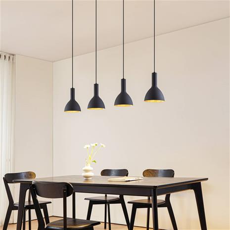 Arcchio Cosmina -riippuvalo, 4-lamp., musta