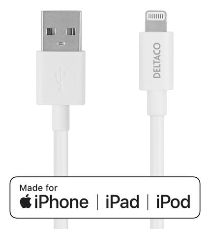 Deltaco IPLH-402 USB-A - Lightning, kaapeli 2m