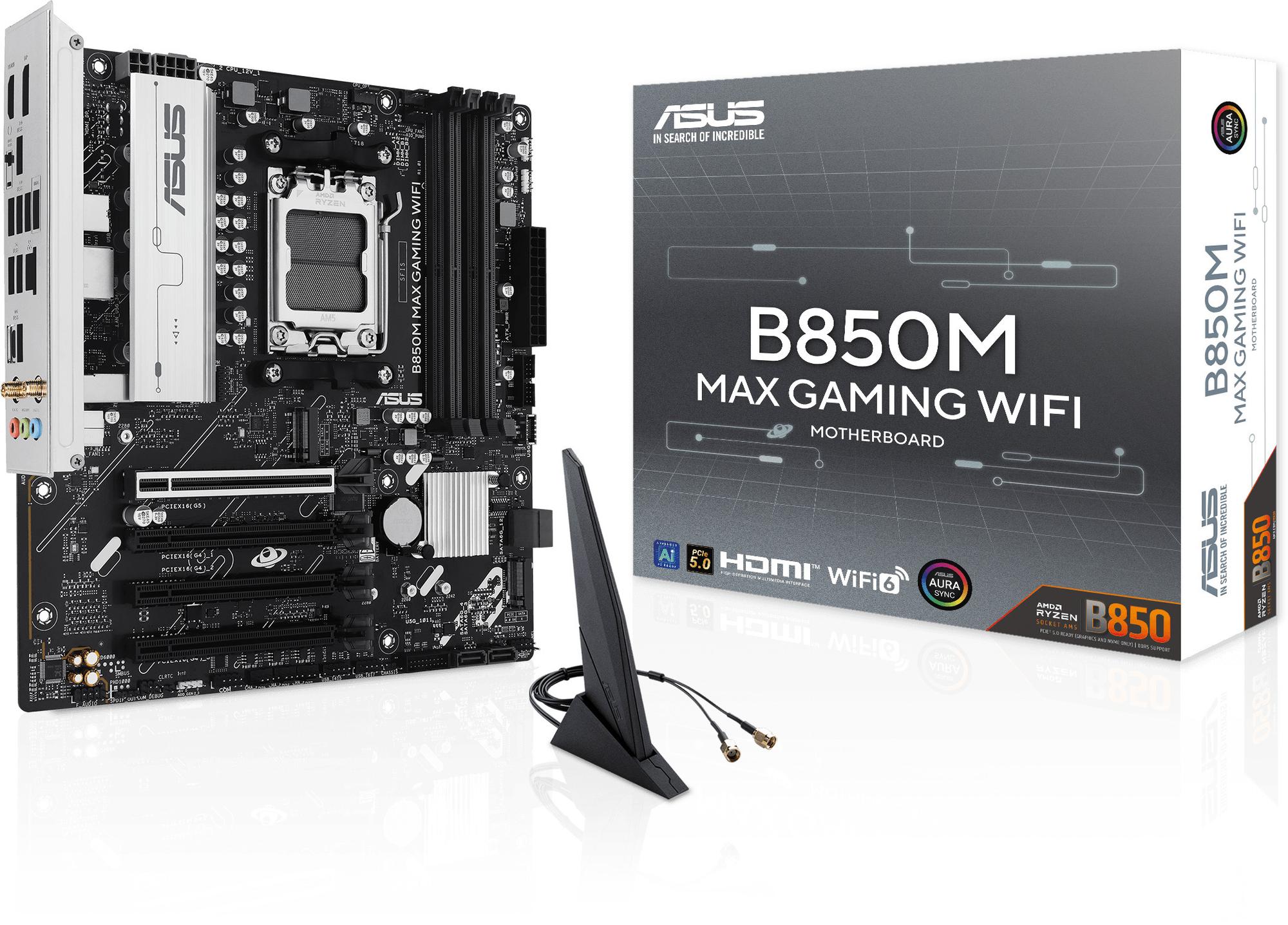 Asus B850M MAX GAMING WIFI, mATX-emolevy