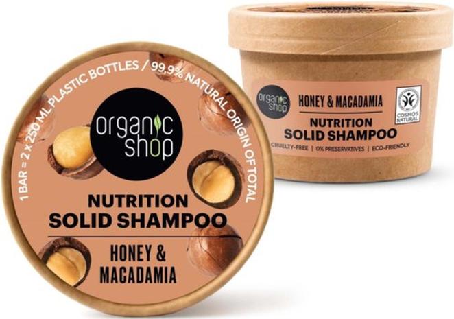 Organic Shop Nutrition Solid Shampoo Honey & Macadamia 60 g