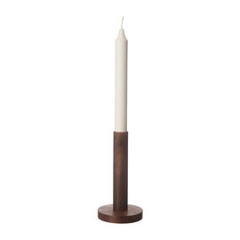 ERNST Candlestick Dark Brown Wood, 15x8 cm