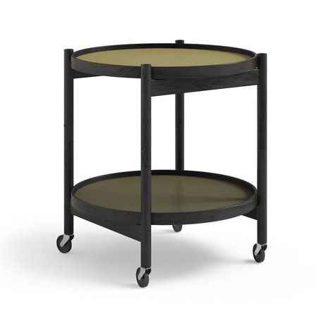 Brdr. Krä¼ger Bä¸lling Tray Table model 50 -rullapöytä Leaf, mustaksi lakattu tammirunko