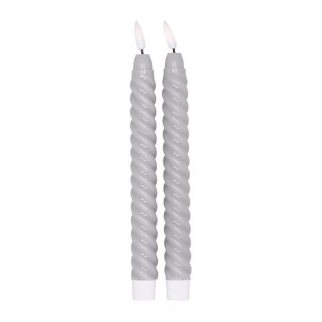 Scandi Essentials Twisted LED-kynttilä 25 cm 2-pakkaus Harmaa