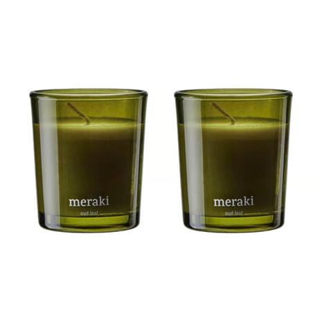 Meraki - Tuoksukynttilä Oud Leaf 7x6 cm Vihreä