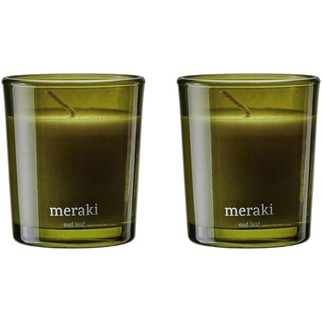 Meraki - Tuoksukynttilä Oud Leaf 7x6 cm Vihreä