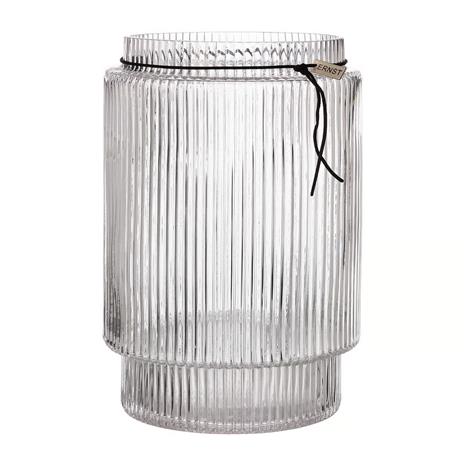 ERNST Glass Vase / Candle Holder With Fluted Structure H28 cm