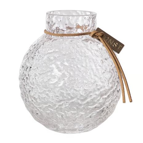 ERNST Glass Vase Round With Patterned Structure H10 cm