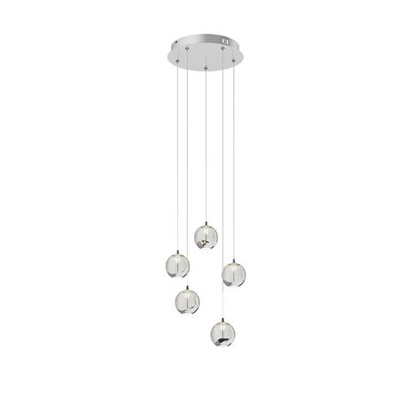LED-riippuvalo Hayley 5-lampp. pyöreä kromi