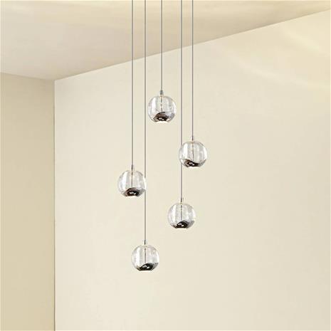 LED-riippuvalo Hayley 5-lampp. pyöreä kromi