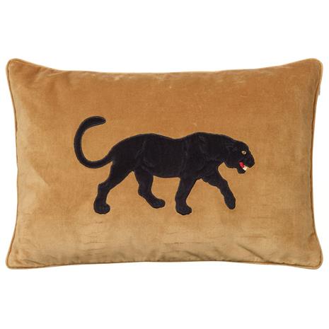 Chhatwal & Jonsson Embroidered Black Panther Cushion Cover 40x60 cm, Masala Yellow – kuva 7/8