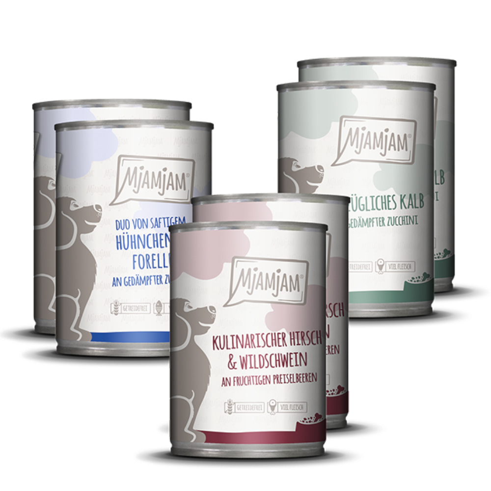 6x400g Adult Dog lajitelma I 3 makua MjAMjAM märkäruoka