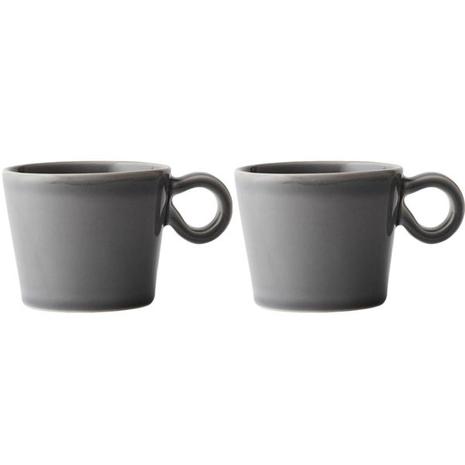 PotteryJo Daria kuppi kahvalla, 2-pakkaus Clean grey