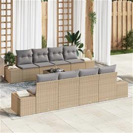 vidaXL Puutarhasohva Setti tyynyllä 8 pcs Beige, harmaa. Polyrotangi