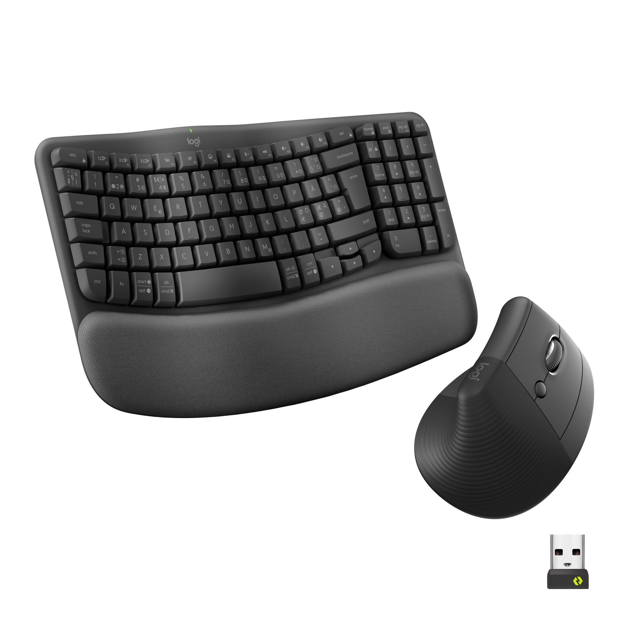 Logitech Wave Keys and Lift Combo - Näppäimistö ja Hiirisetti - Pohjoismainen - Musta
