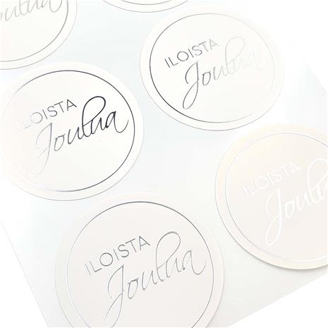 Pyöreät tarrat - Iloista Joulua hopeaafolio, 3ark