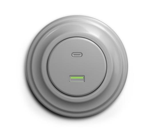 Kliklap - Retro USB-pistorasia A+C, harmaa kehys – kuva 1/2