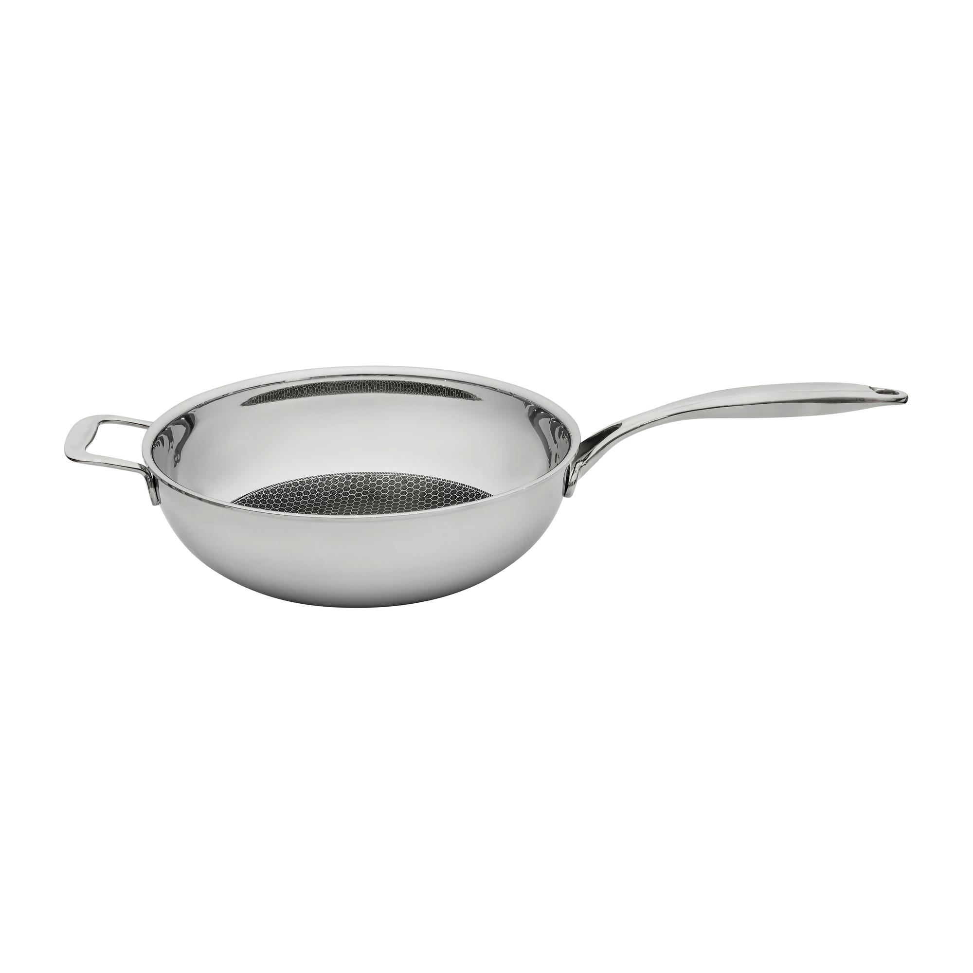 Heirol Pro Steelsafe -wokpannu, ruostumaton teräs + tarttumaton pinnoite, 28 cm