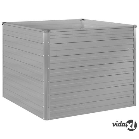 vidaXL Korotettu puutarhalaatikko 100x100x77cm Galvanoitu teräs Harmaa