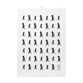 Solstickan Design Astiapyyhe, puolipellavaa, valkoinen, musta kuvio, 50 x 70 cm