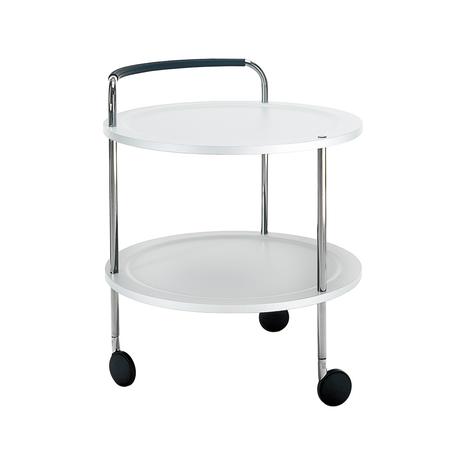 SMD Design Trolley Round basic -tarjoiluvaunu Valkoinen, kromirunko