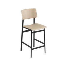 Muuto Loft baarituoli Oak, matala, musta teräsrunko