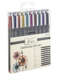 Nassau Drawing pen set fineliners coloured - 10 pcs