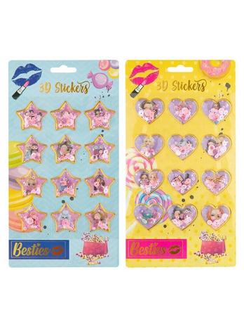 Besties 3D sticker sheet 12pcs. (Assorted)