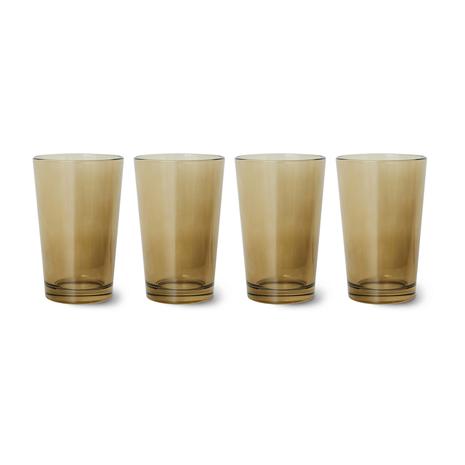 HKliving 70's glassware teelasi 20 cl 4-pakkaus Mud brown