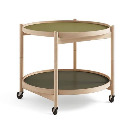 Brdr. Krä¼ger Bä¸lling Tray Table model 60 rullapöytä Leaf, öljytty pyökkirunko