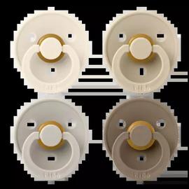 BIBS - Pacifier Colour 4 PACK - Ivory/Sand/Vanilla/Dark Oak - Size 2