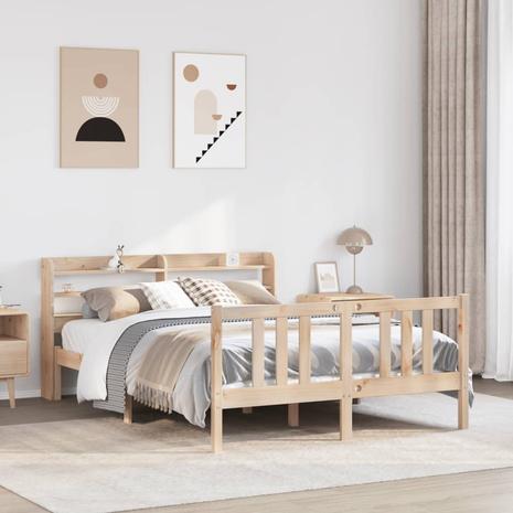 vidaXL Sängynrunko päädyllä 135x190 cm täysi mänty