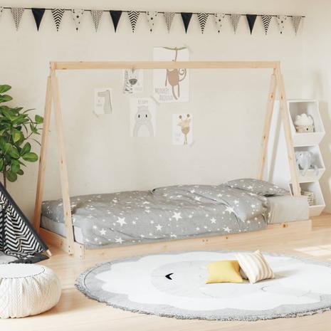 vidaXL Lasten sängynrunko 90x200 cm täysi mänty