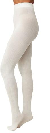 Freja Ribbed Wool Tights Ivory
