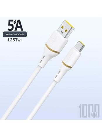 Dudao L25T USB-A - USB-C Silicone Cable 5A 1m - White – kuva 1/5