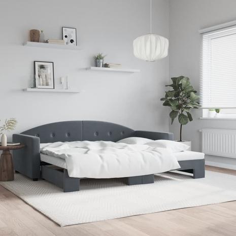 vidaXL Vuodesohva rullilla tummanharmaa 90x190 cm sametti