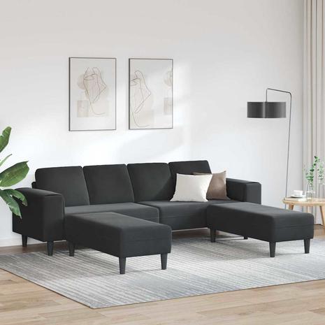 Sohvasetti 3 pcs Musta Sametti