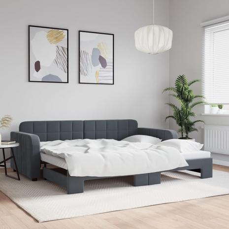 vidaXL Vuodesohva rullilla tummanharmaa 90x190 cm sametti
