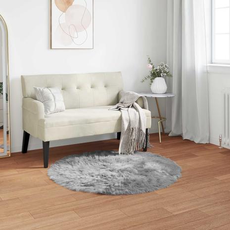 vidaXL Tekonahkasheepskinmatto Harmaa 120 x 120 cm Polyesteri