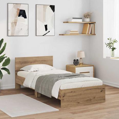 vidaXL Sängyn runko päätyllä Artisan tammi 100 x 200 cm Tekninen puu